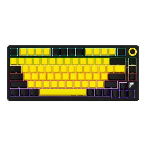 LORGAR KBP7075W (CZ&SK) čierna/žltá / bezdrôtová herná klávesnica 75% / CZ&SK / 2.4GHz / BT 5.0 / RGB