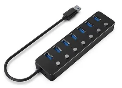 Gembird UHB-U3P7P-01 / USB 3.1 húb s vypínačmi / 7 portov / až 5Gb/s