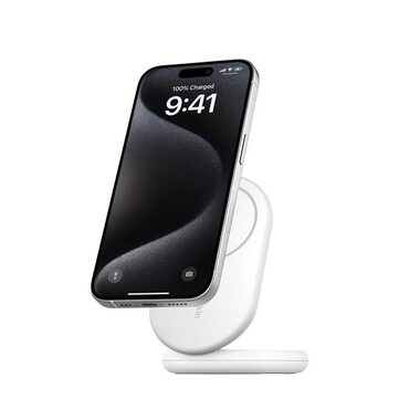 Belkin BOOST CHARGE Qi Magnetický nabíjací stojan biela / 15W / skladacia