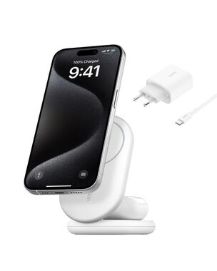 Belkin BOOST CHARGE Qi2 Magnetický nabíjací stojan 2v1 biela / skladacia / 15W