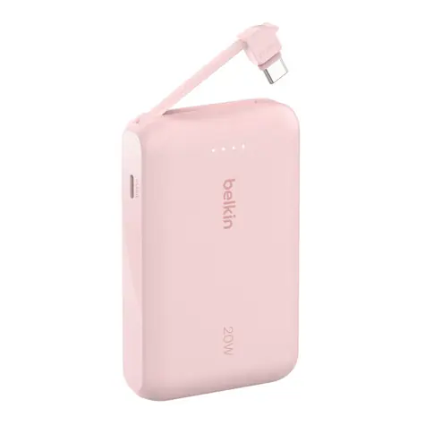 Belkin BOOST CHARGE PowerBanka 10000mAh + integrovaný kábel ružová / 20W PD / USB-C