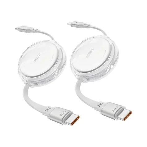 iOttie Retractable Cable USB-C kábel samonavíjacia biela / 100W / 2ks 