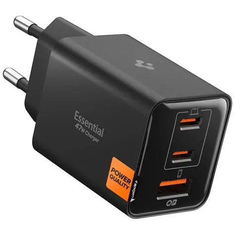Spigen Essential EE473EU 47W / čierna / Nabíjačka / 2x USB-C / USB-A