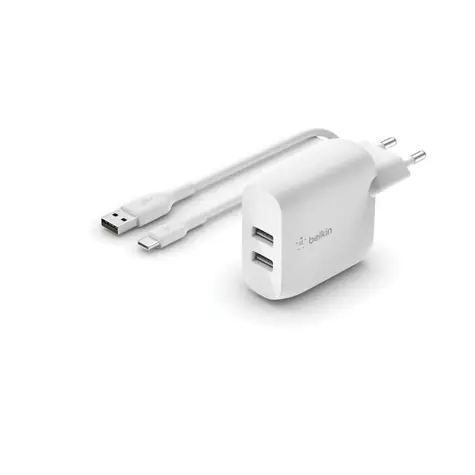 Belkin BOOST CHARGE charger biela / nabíjačka / 2x USB-A / 24W / s 1m káblom USB-C