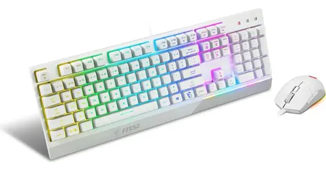 MSI Vigor GK30 COMBO biela / Herný drôtový set / RGB podsvietenie / USB / DE layout