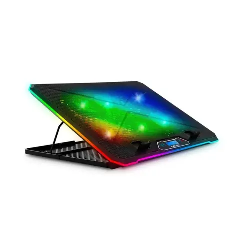 Evolveo Ania 9RGB čierna / chladiaca podložka pre notebook do 17" / 3x100 mm & 3x70 mm ventilátor / RGB podsvietenie