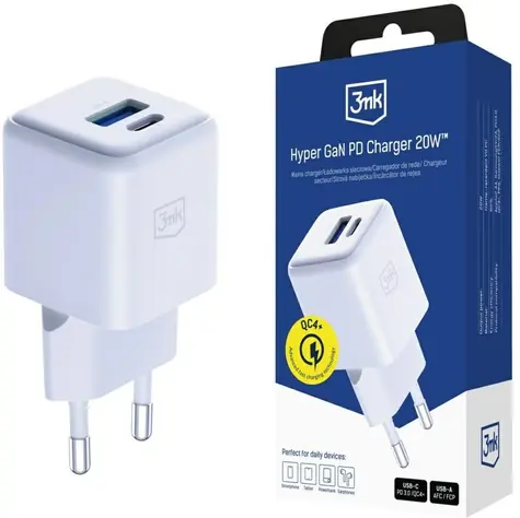 3mk Hyper GaN sieťová nabíjačka 20 W biela