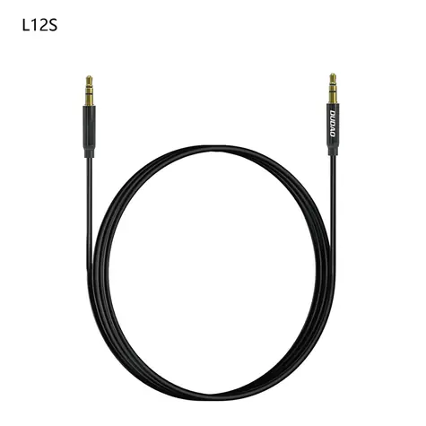Dudao L12S AUX audio kábel / mini jack 3,5 mm / 1m / 3 pólový stereo / čierna