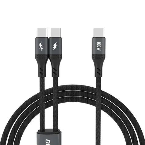 Dudao Dátový kábel L3F 2v1 / USB-C / USB-C / 100W / 1.2 m / čierna