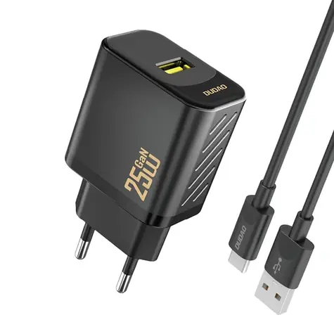 Dudao A27STEU sieťová nabíjačka s káblom čierna / USB-A / USB-C / 25W
