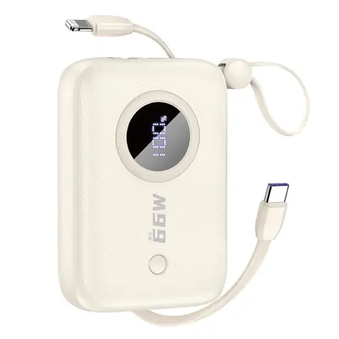 Dudao K14 10000mAh béžová / Powerbanka / s káblom USB-C / Lightning