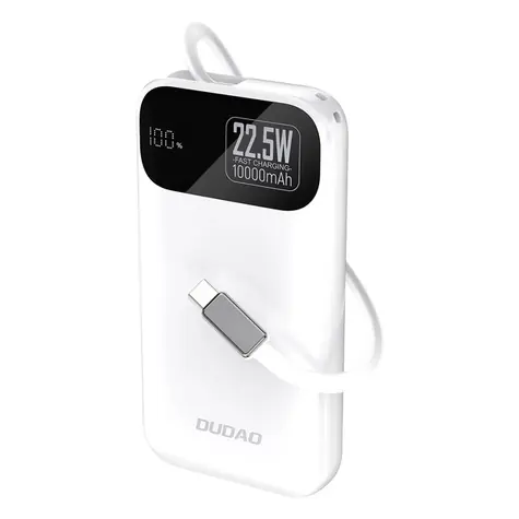 Dudao K31 10000mAh biela / Powerbanka / so vstavaným káblom / 22.5W