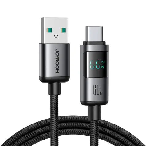Joyroom S-A16 Pro Prism Series Nabíjací kábel s displejom USB-A (M) - USB-C (M) 66W 1.2m čierna