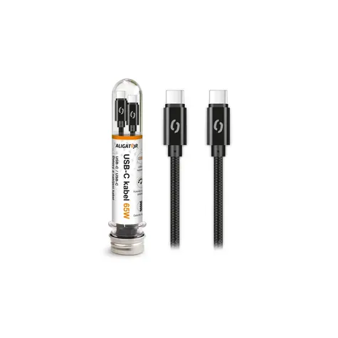 Aligator Dátový kábel TUBA / 65W / USB-C/USB-C 1m čierny