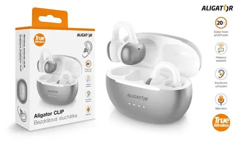 Aligator Bluetooth slúchadlá Clip / strieborná