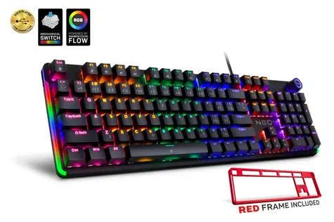 Connect IT NEO2 čierno-červená / Mechanická klávesnica / CZ + SK layout / mechanické spínače / RGB / USB-A