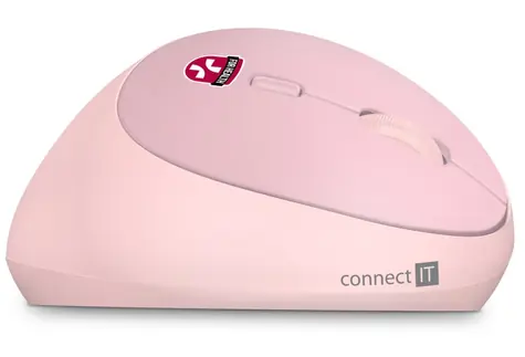 Connect IT FOR HEALTH LADIES ružová / Ergonomická vertikálna bezdrôtová myš / 2.4GHz / 1600 DPI