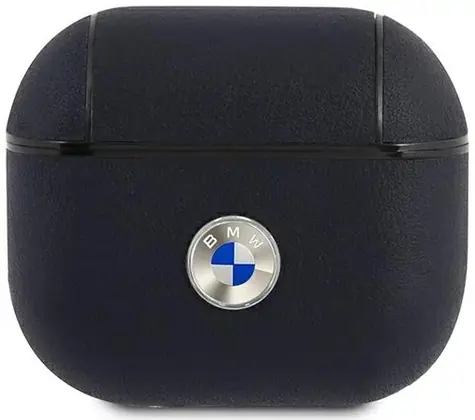 BMW Kryt z pravej kože so strieborným logom pre AirPods 3 tmavá modrá