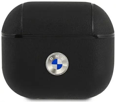 BMW Kryt z pravej kože so strieborným logom pre AirPods 3 čierna