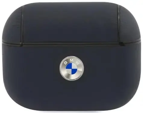 BMW Kryt pre AirPods Pro z pravej kože so strieborným logom tmavo modrá