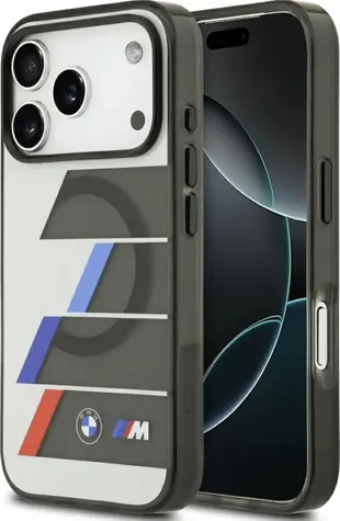 BMW Zadný kryt Metal Buttons Tricolor Lines MagSafe pre iPhone 17 Pre sivá