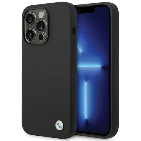 BMW Zadný kryt kovový s logom pre iPhone 15 Pro Max čierna