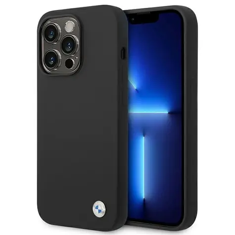 BMW Zadný kryt kovový s logom pre iPhone 14 Pro Max čierna