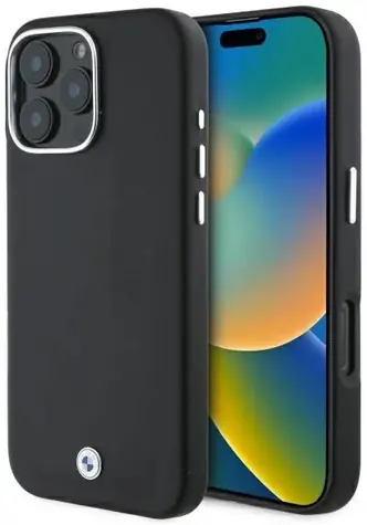 BMW Zadný kryt kovový s logom pre iPhone 16 Pro Max čierna