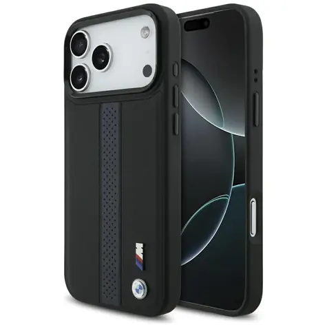 BMW Zadný kryt perforovaný s pruhom a logom MagSafe pre iPhone 17 Pro Max modrá