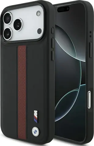 BMW Zadný kryt perforovaný s pruhom a logom MagSafe pre iPhone 17 Pro Max červená