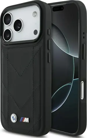 BMW Zadný kryt prešívaný s logom MagSafe pre iPhone 17 Pro čierna