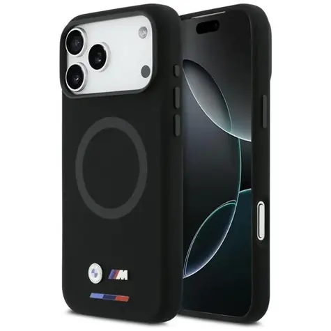 BMW Zadný kryt silikónový s logom MagSafe pre iPhone 17 Pro Max čierna