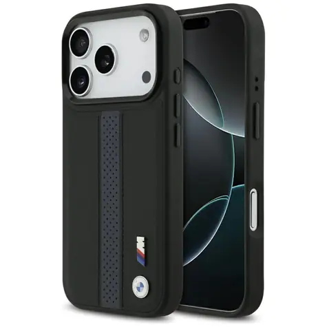 BMW Zadný kryt s perforovaným pruhom a logom MagSafe pre iPhone 17 Pro modrá