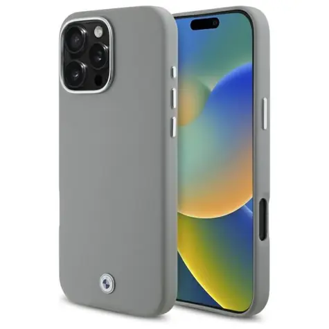 BMW Zadný kryt kovový s logom pre iPhone 16 Pro Max šedá