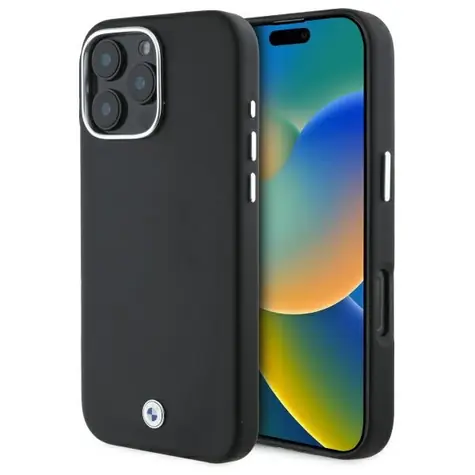 BMW Zadný kryt kovový s logom MagSafe pre iPhone 16 Pro čierna