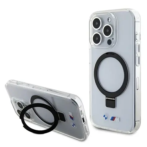 BMW Zadný kryt Ring Stand Collection MagSafe pre iPhone 15 Pro transparentné