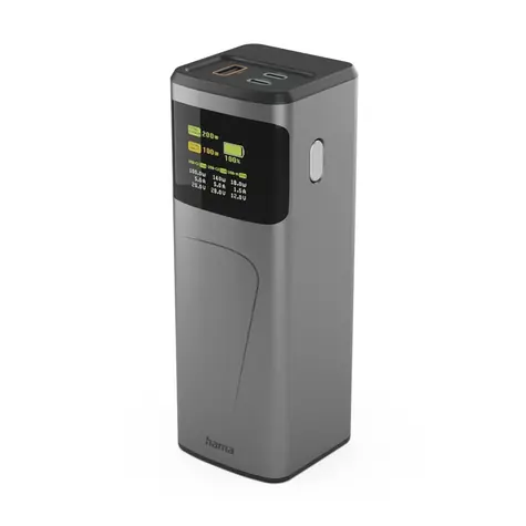 Rozbalené - HAMA High Power 200 W sivá / powerbanka / 24000 mAh / 2x USB-C / 1x USB-A / PD / QC / displej / rozbalené
