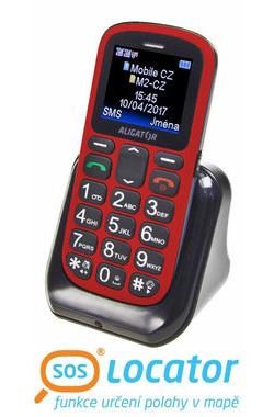 Aligator A321 Senior červeno-čierna / CZ / 1.8" / Dual-SIM / microSD
