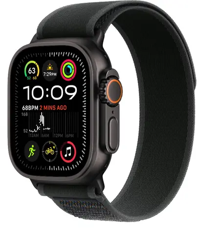 Apple Watch Ultra 2 (2024) GPS+Cellular 49mm Čierne titánové telo - Čierny trailový ťah (M/L) / 145-220 mm