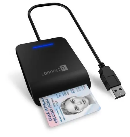 Connect IT Čítačka eObčianok a čipových kariet čierna / USB 