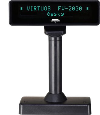 Rozbalené - Virtuos zákaznícky displej FV-2030B / VFD / 2 x 20 znakov / 9 mm / RS232 / vrátane napájania +12V / čierny / rozbalené