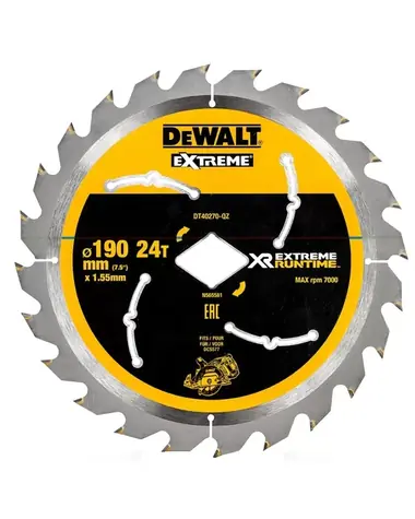 DeWalt DT40270 / Pílový kotúč pre píly / Priemer 190 mm / Šírka rezu 1.55 mm / Počet zubov 24