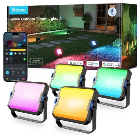 Govee Flood Lights 2 / vonkajšie SMART LED svetlá / 4ks / 500lm / 2700-6500K / IP66 / BT & WiFi