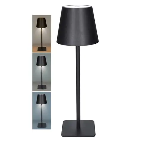 Solight WO69-B LED nabíjacia lampička Lucca čierna / 120lm / zmena CCT / stmievanie