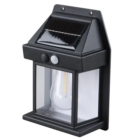 Solight WL918 LED solárna lampáš nástenná čierna / 3000K / 100lm / IP44 / 12x17cm 