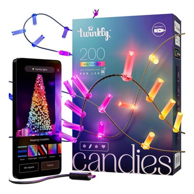 Twinkly Candies LED TWKP200RGB-G 2m / Inteligentné reťazové osvetlenie / Wi-Fi / Bluetooth 