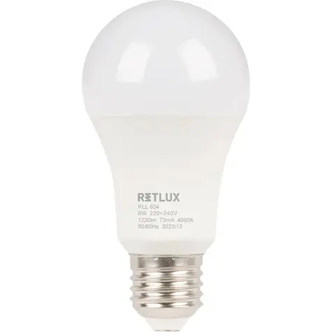 Retlux RLL 604 A60 E27 bulb 9W / 1220 lm / 4000K - studená biela D     