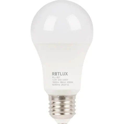 Retlux RLL 607 A60 E27 bulb 12W / 1620 lm / 4000K - studená biela / D 