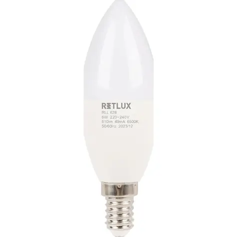 Retlux RLL 628 C37 E14 sviečka 6W / 810 lm / 6500K - denná biela / D 