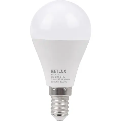 Retlux RLL 633 G45 E14 mini Globe 6W / 810 lm / 4000K - studená biela / D 